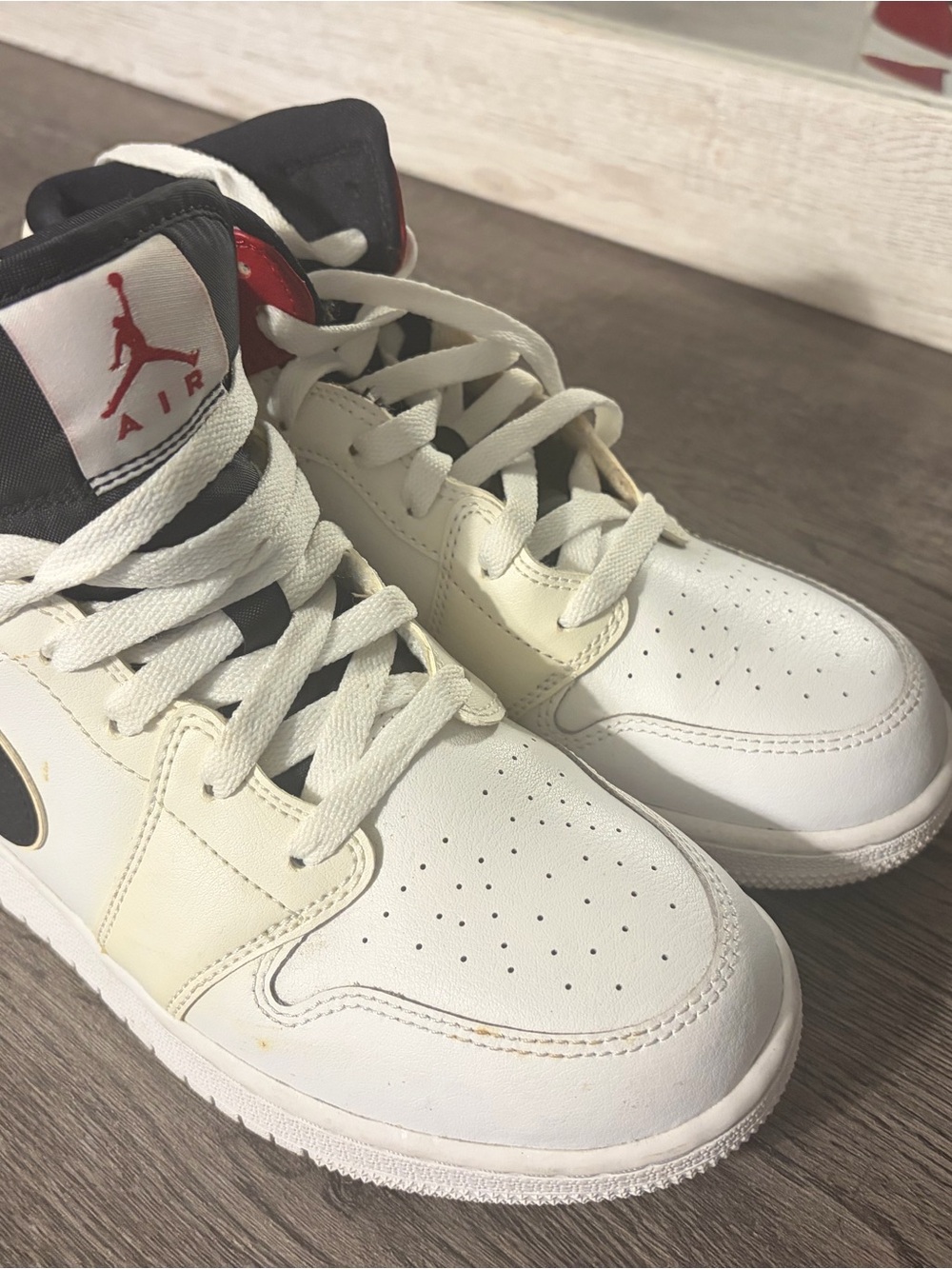 Jordan Kids White Black Red High-Top Sneakers